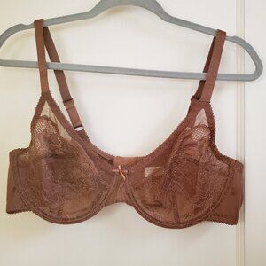 NWT women's Shecurve brown lace bra 40c